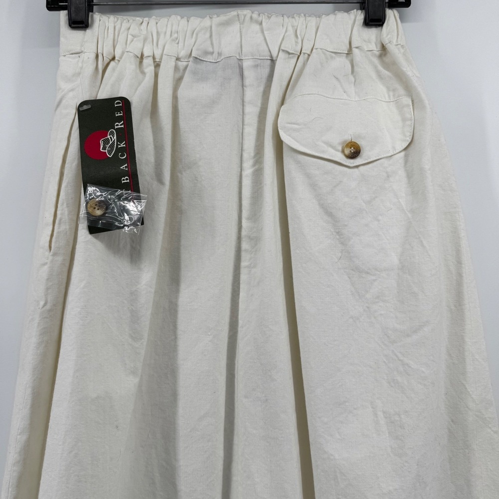 Vintage Outback Red Ivory Cotton Pleated Midi Skirt High Waist Size 10 NWT USA - Picture 4 of 12